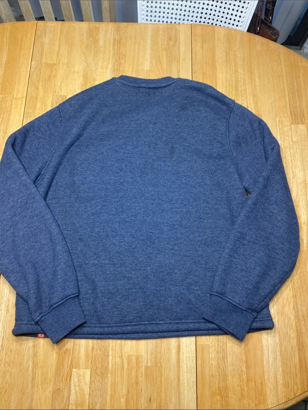 Men's Blue Henley Pullover Sweater Size L the American Outdoorsman - Picture 6 of 6